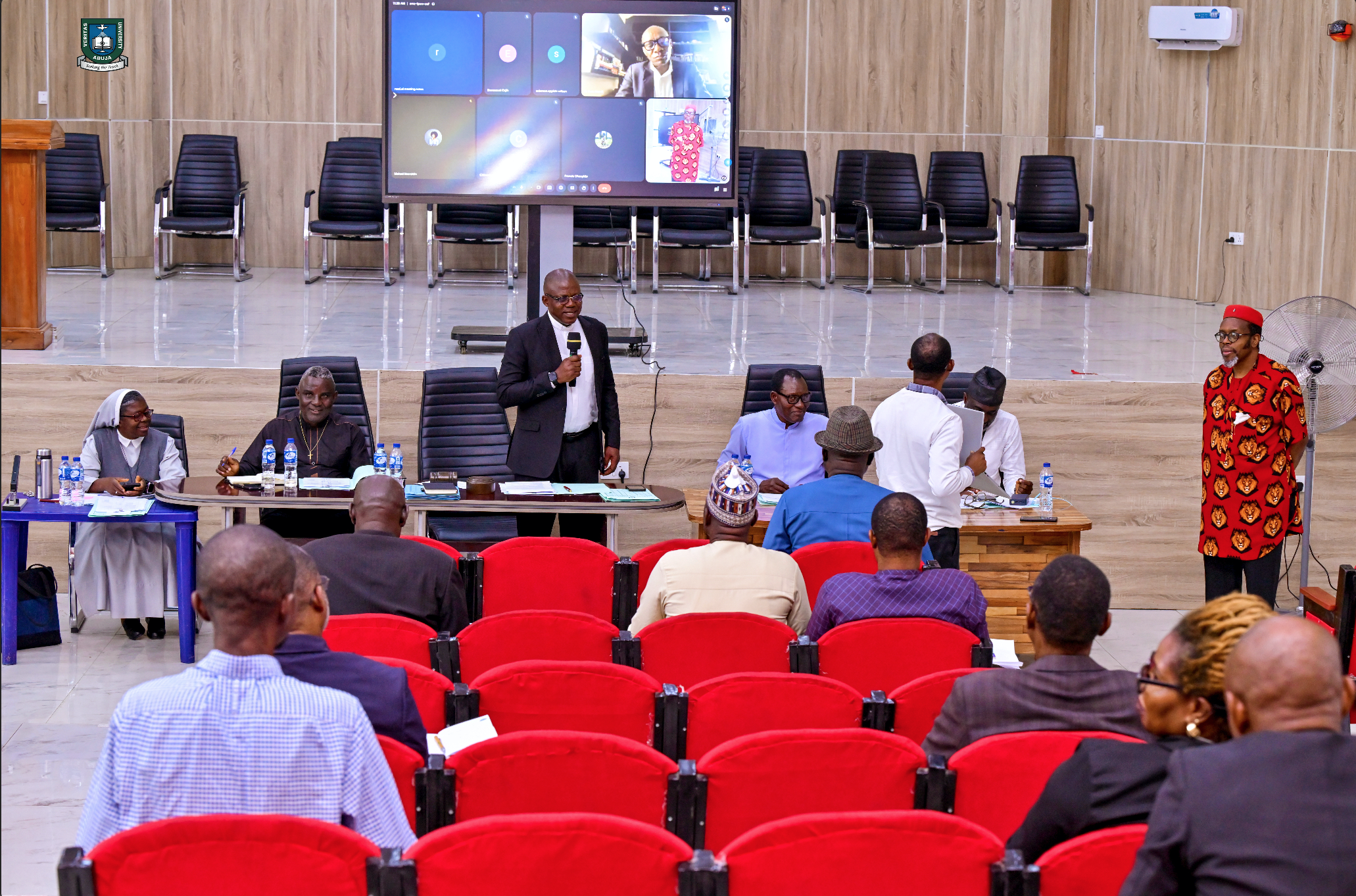 The full signing ceremony of the Humanitas AI Compact assembled in the Senate Chamber of Veritas University Abuja